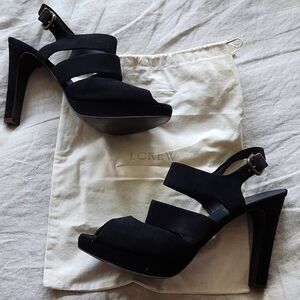 J.Crew Suede Peep Toe Platform Heels
